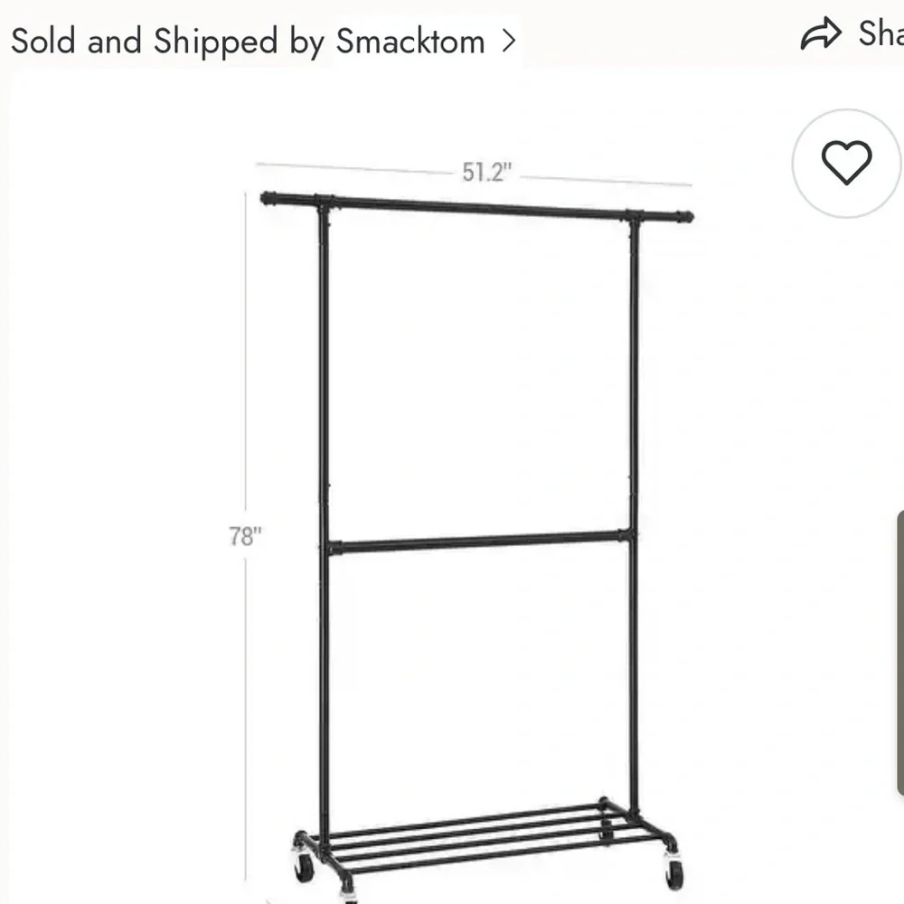 Black Metal Clothing Rack on Wheels